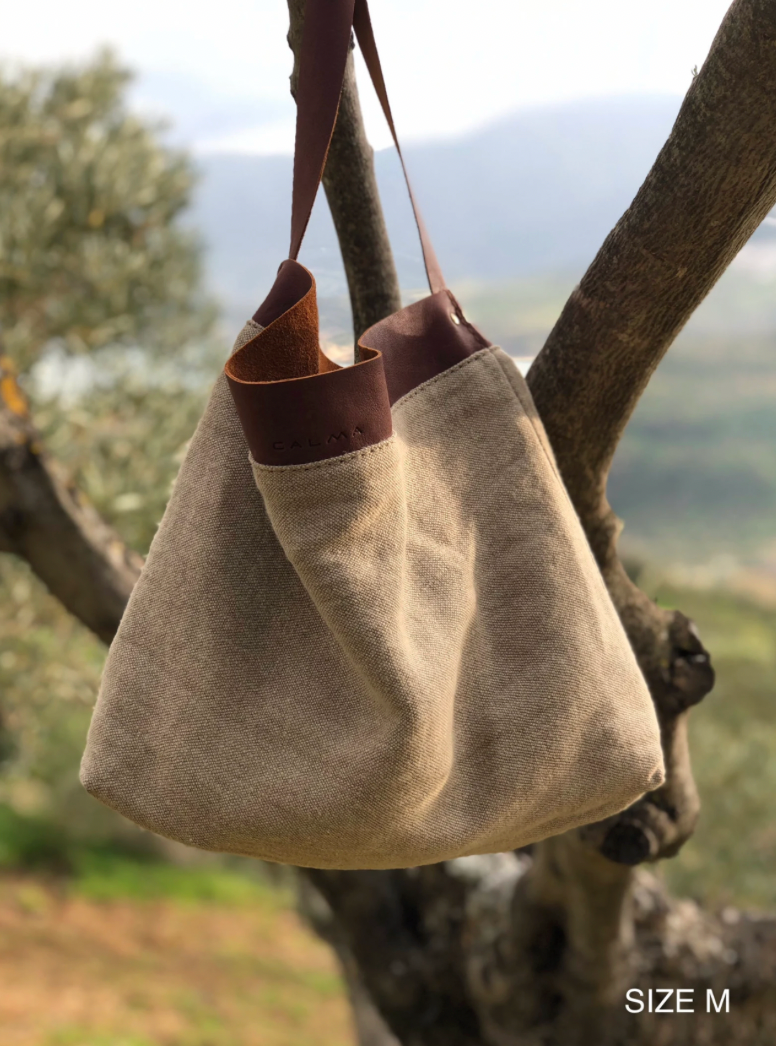 LINEN BAG - Combined with natural full grain leather