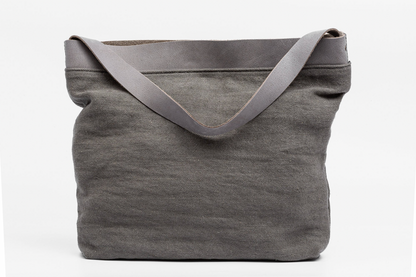 LINEN BAG - Combined with natural full grain leather