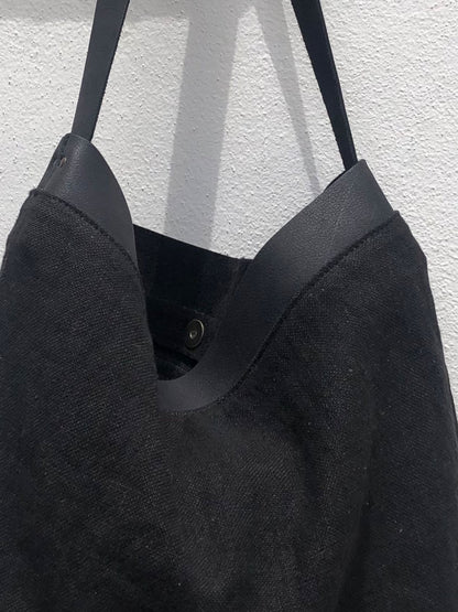 LINEN BAG - Combined with natural full grain leather